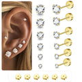 LAURITAMI 20G Flat Back Stud Earrings for Women Men Hypoallergenic 14K Gold Plated Surgical Steel Stack Cartilage Earrings for Multiple Piercing Sensitive Ears Bonus