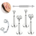 LAURITAMI 18G Flat Back Earrings Hypoallergenic-Threadless Nose Rings Studs for Women Men Surgical Steel Cartilage Helix Tragus Labret Piercing Jewelry Kit Taper Ball Grabber Tool