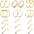 20G Surgical Steel Nose Studs Hypoallergenic Nostril Nose Piercings Jewelry for Women Men