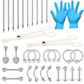 LAURITAMI 32Pcs Body Piercing Kit 14/16G Tools For Nose Tongue Lip Ear Eyebrow Piercing Clamps