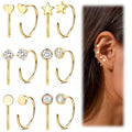 LAURITAMI 6 Pairs Backless Half Hoop Huggie Earrings for Women Arc Hoop Earrings for Cartilage Helix