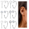 LAURITAMI 6 Pairs Backless Half Hoop Huggie Earrings for Women Arc Hoop Earrings for Cartilage Helix