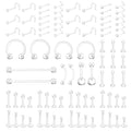 LAURITAMI 87Pcs Clear Nose Stud Piercing Plastic Clear Piercing Retainers for Nose Eyebrow Lip Septum Ear Navel Tongue